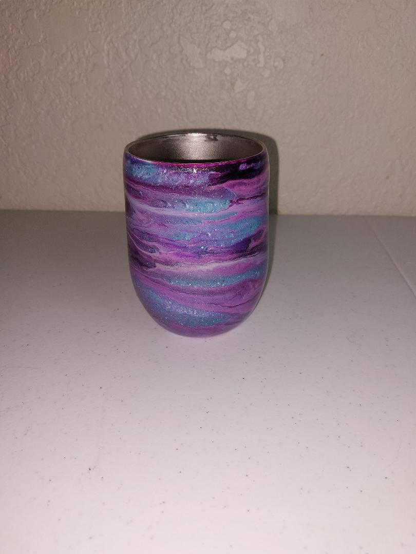 Purple 12oz stemless wine glass tumbler